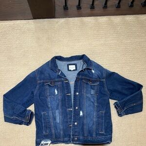 Ripped Darkwash Denim Jacket